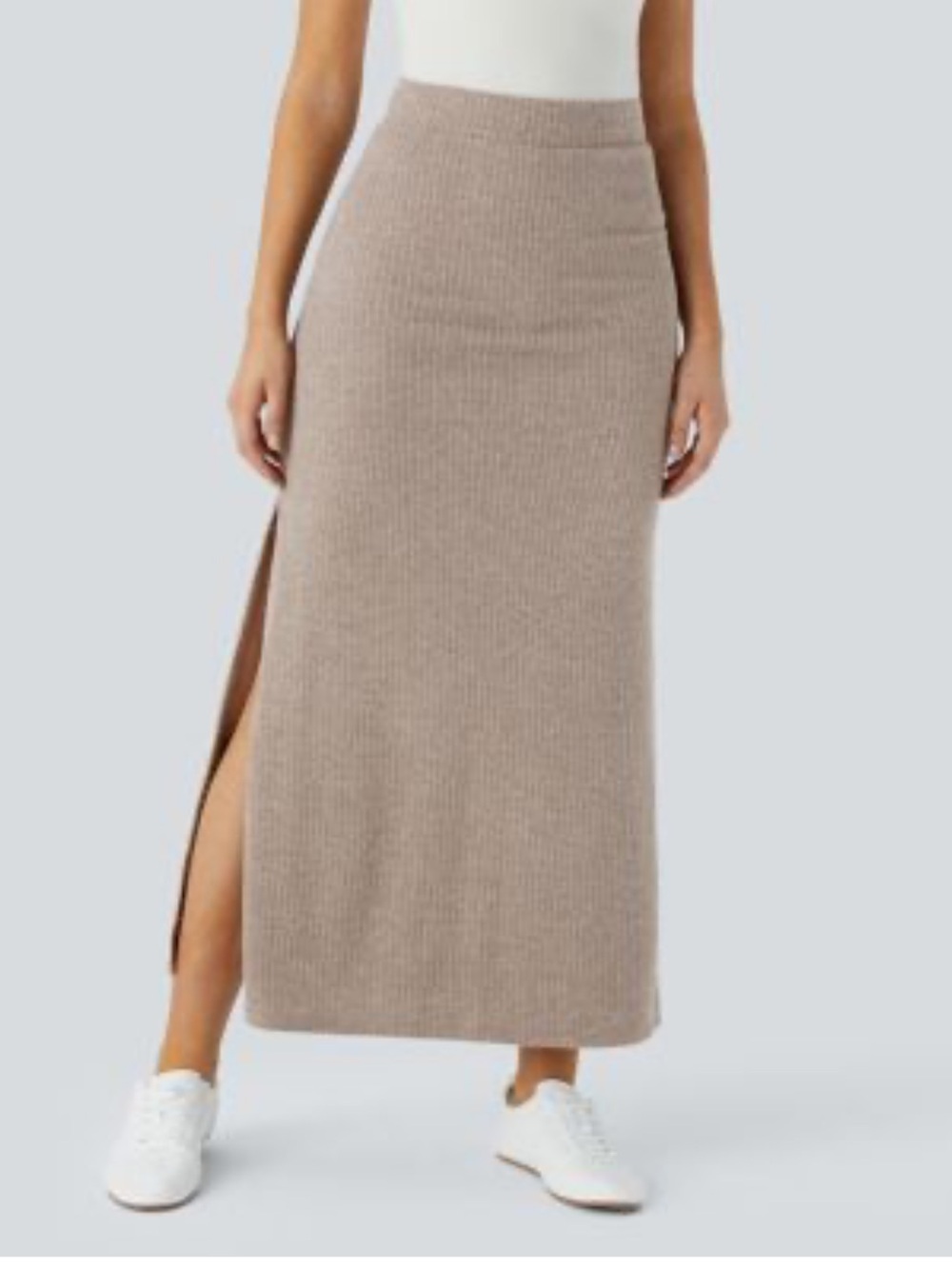 NWT Halara Ribbed High Waisted Hem A Line Maxi Casual Skirt